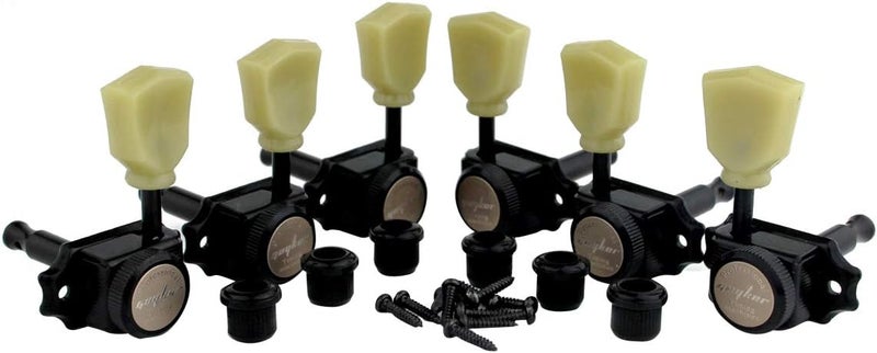 guyker Locking Guitar Machine Heads (3R + 3L) – 1:15 Ratio Lock String Vintage Deluxe Tuning Key Pegs Tuners Set Replacement for Electric, Acoustic or Folk Guitars - Black - Image 2